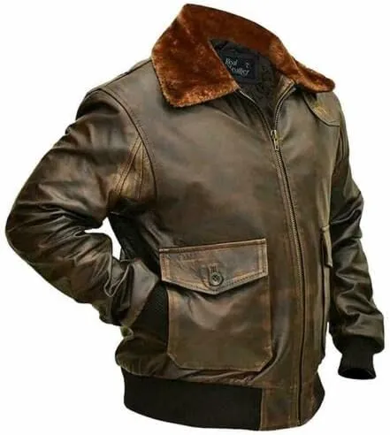 Mens Air Force A2 Bomber Jacket WWII Aviator Flight USAAF Brown Leather Pilot Jacket