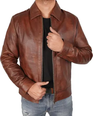 Men's Antique Cafe Racer Motorcycle Retro Vintage Quilted Distressed Leather Biker Black Jacket