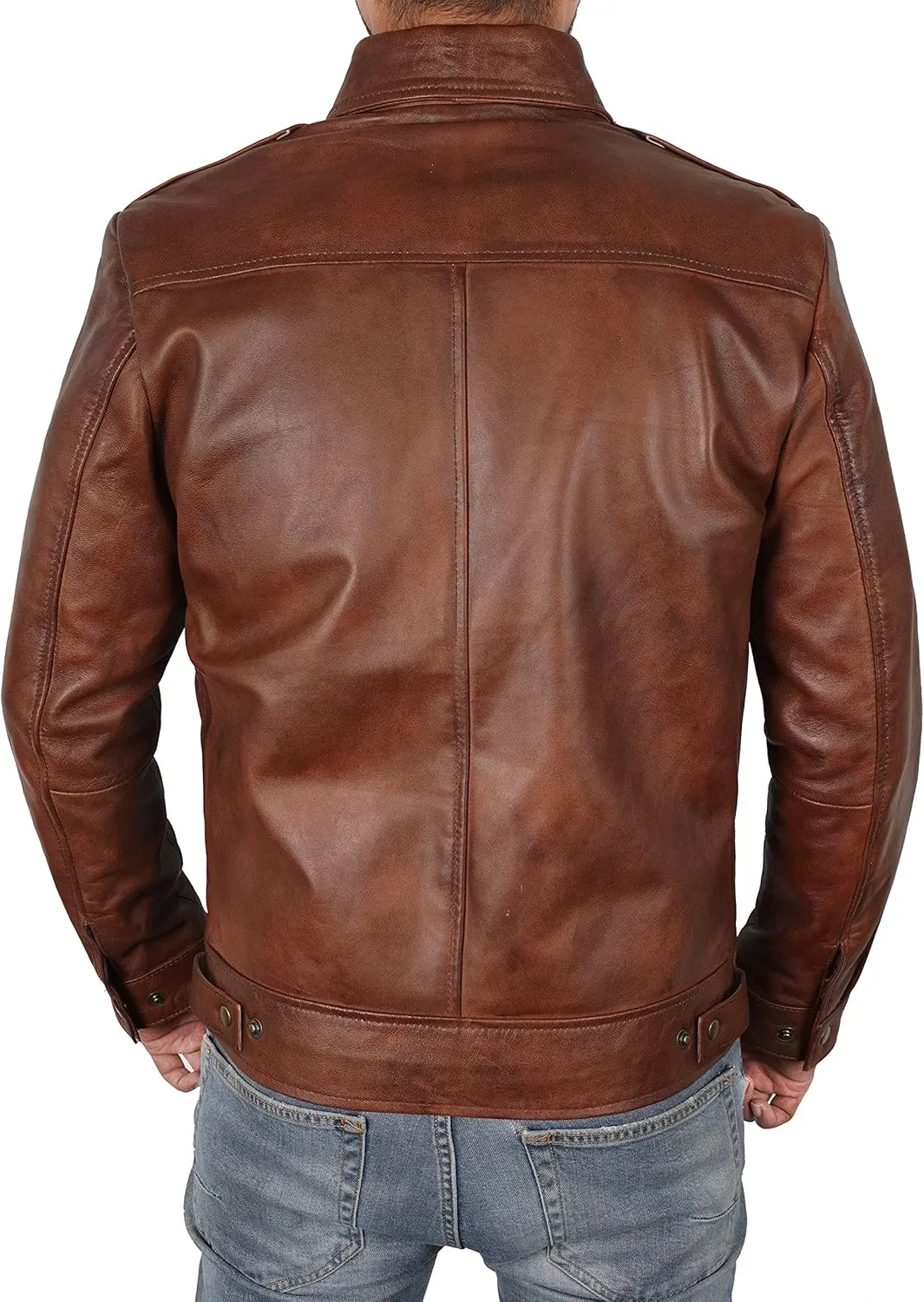 Men's Antique Cafe Racer Motorcycle Retro Vintage Quilted Distressed Leather Biker Black Jacket