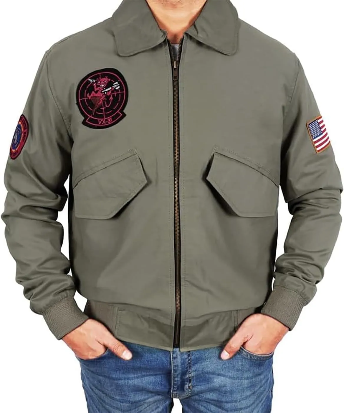 Men's Aviator USAAF Pilot Flying Multiple Patches G1 Bomber Fur Collar Brown Leather Jacket