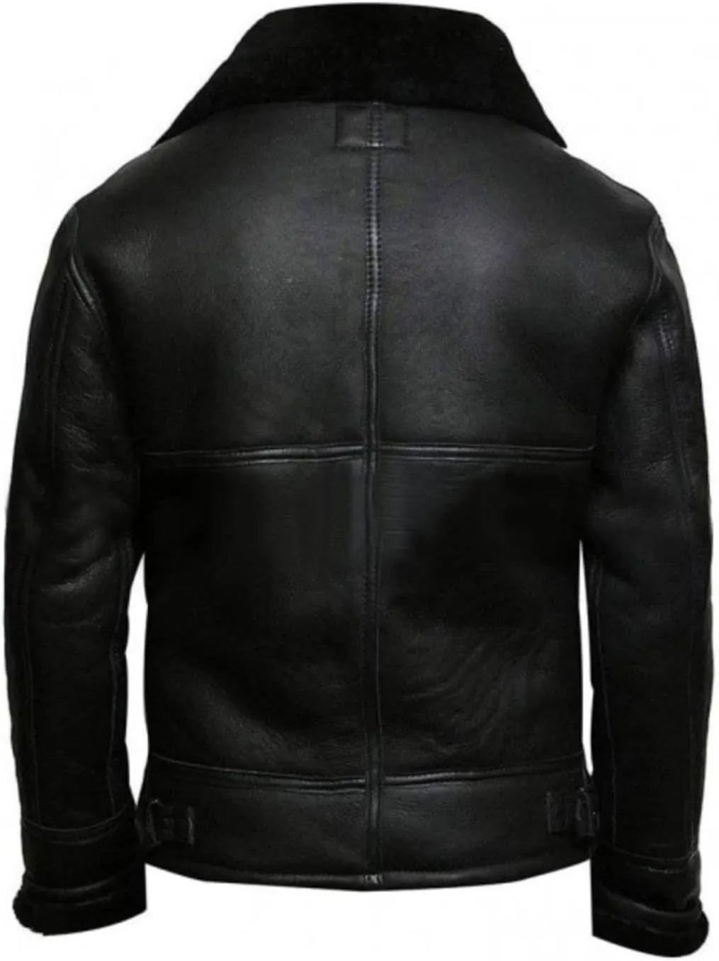 Men's B3 Aviator Raf Fight Pilot Real Fur Shearling Removeable Hood Belted Bomber Sheepskin Leather Jacket