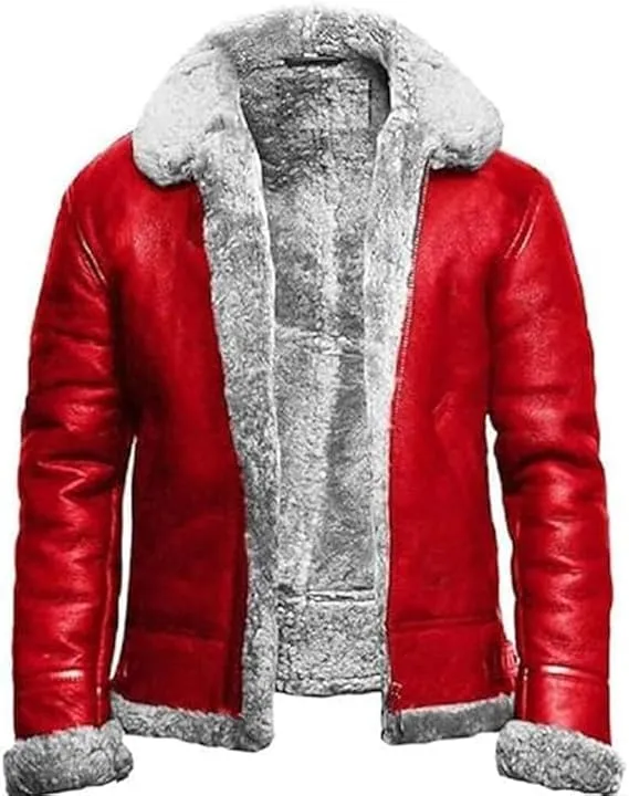 Men's B3 Aviator Raf Fight Pilot Real Fur Shearling Removeable Hood Belted Bomber Sheepskin Leather Jacket