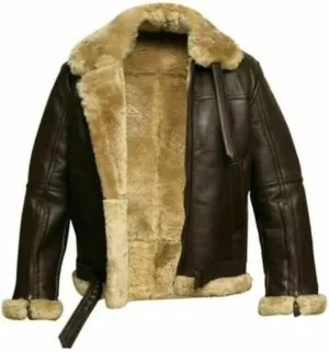 Men's B3 Bomber Flying Aviator Jacket Airforce RAF Real Sheepskin Leather Winter Jacket