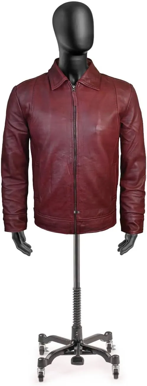 Men's Brown Real Lambskin Leather Jacket, Black