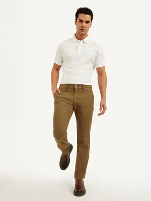 Men's Brown Slim Fit Linen Chinos
