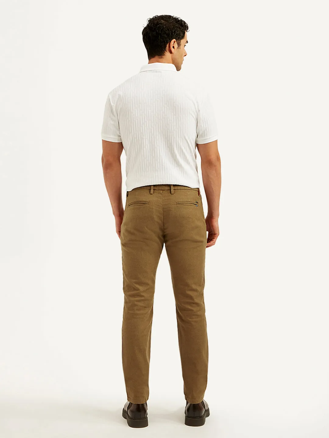 Men's Brown Slim Fit Linen Chinos