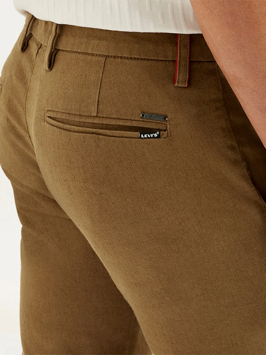 Men's Brown Slim Fit Linen Chinos