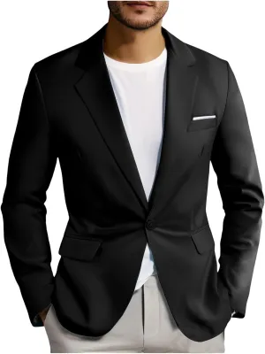 Mens Casual Blazer Lightweight Business Suit Jacket Vintage Classic Textured Basic Tops Work Outdoor Sports Outfits