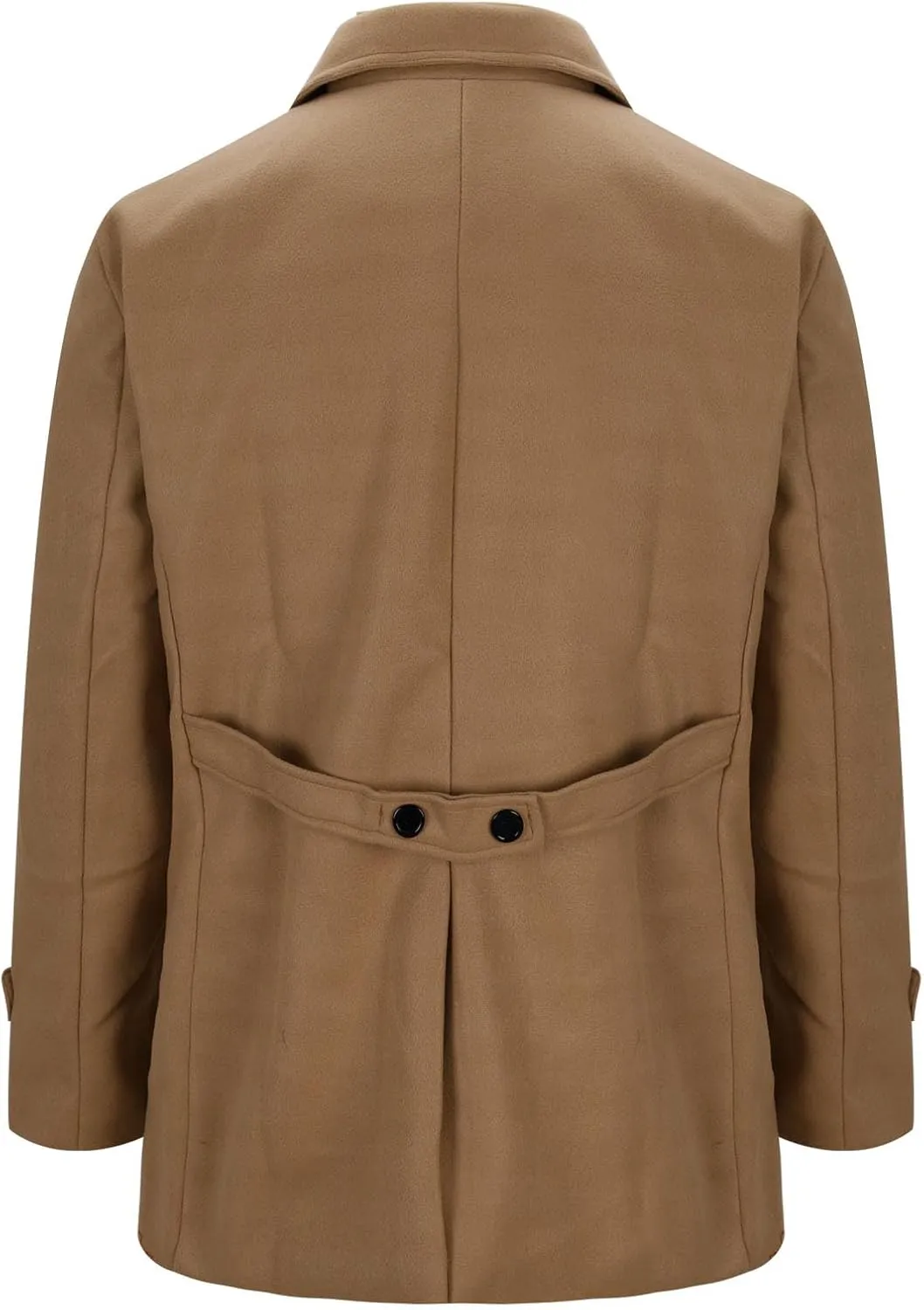 Mens Classic Pea Coat Classic Notched Lapels Double Breasted Overcoat Loose Fit Winter Warm Heavyweight Trench Coats