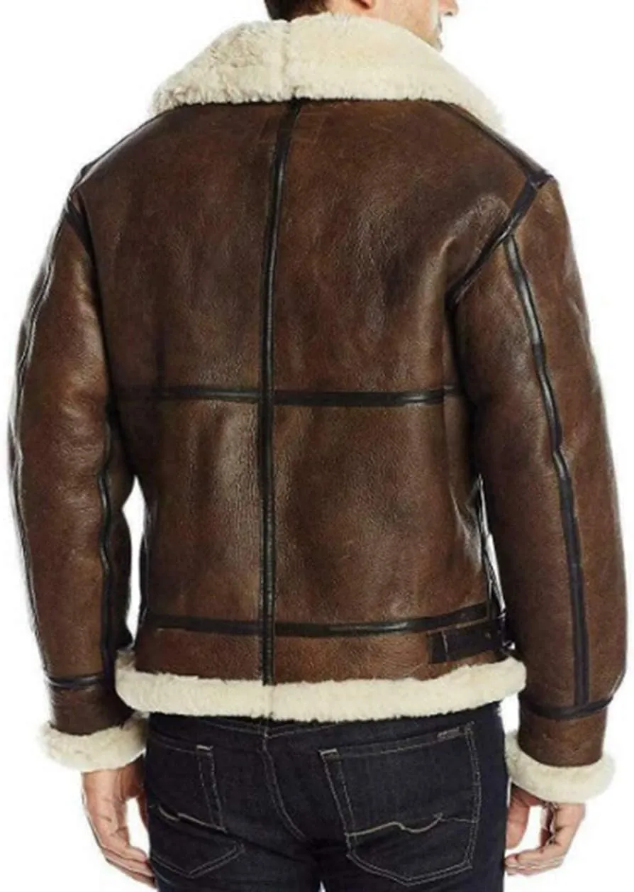 Men's Genuine B3 Shearling Sheepskin Bomber WW2 Leather Flight Pilot Aviator Jacket