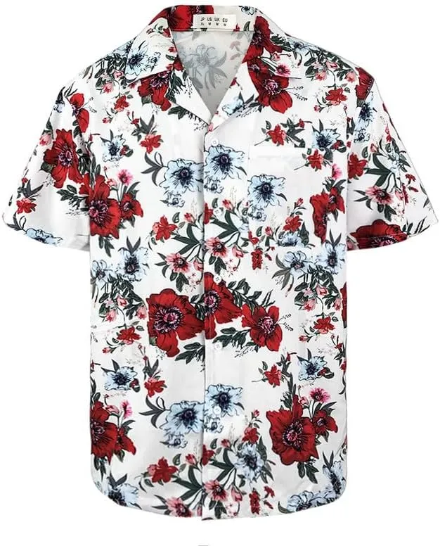 Mens Hawaiian Shirt Quick Dry Tropical Vocation Beach Cruise Short Sleeve Aloha Tops