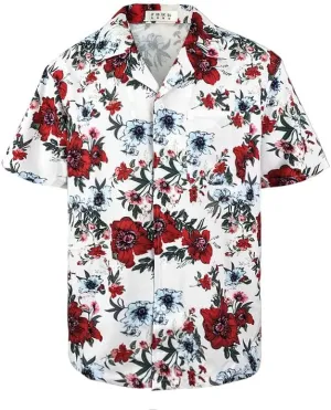 Mens Hawaiian Shirt Quick Dry Tropical Vocation Beach Cruise Short Sleeve Aloha Tops