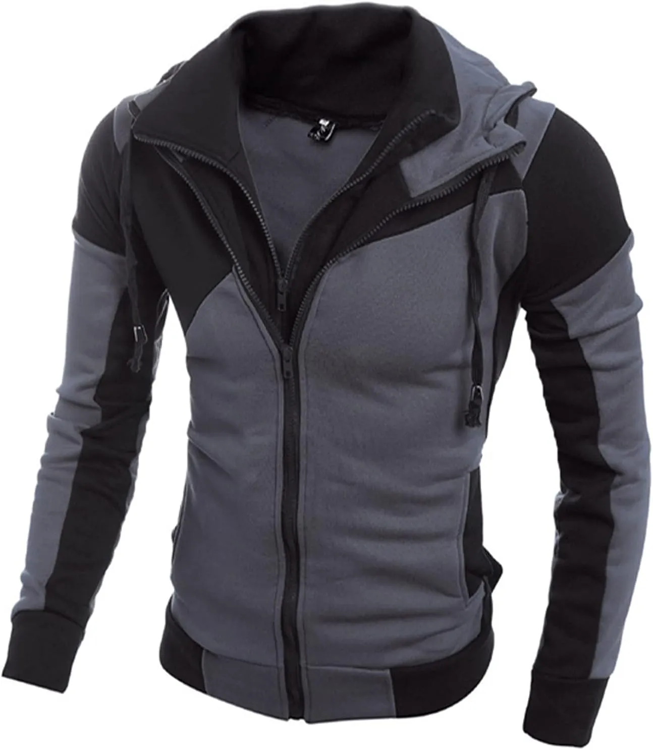 Mens Hoodies Casual Zip Up Hoodie with Pockets Long Sleeve Full-Zip Sweatshirt Fashion Jacket