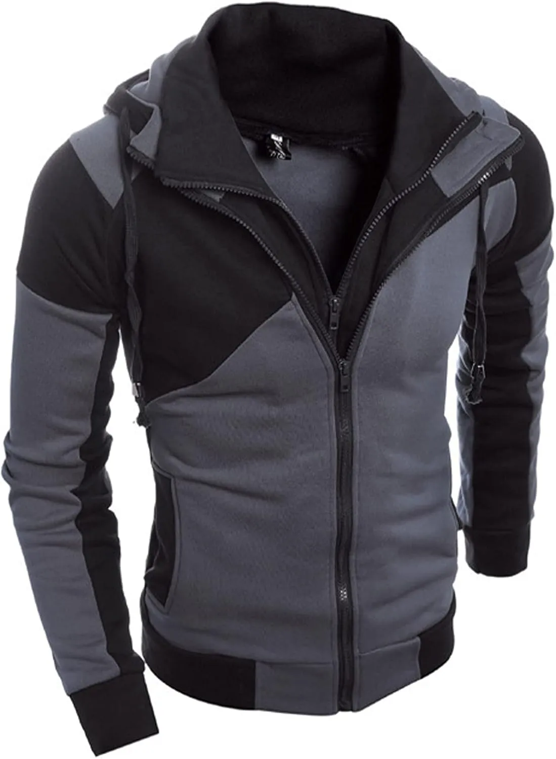 Mens Hoodies Casual Zip Up Hoodie with Pockets Long Sleeve Full-Zip Sweatshirt Fashion Jacket