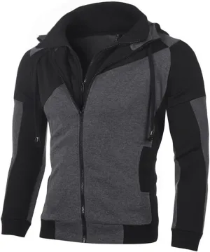 Mens Hoodies Casual Zip Up Hoodie with Pockets Long Sleeve Full-Zip Sweatshirt Fashion Jacket