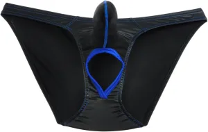 Men's Leather Like Nuts Out Brief Ball Hole Underwear Sexy Long Bulge Poch Briefs Shorts