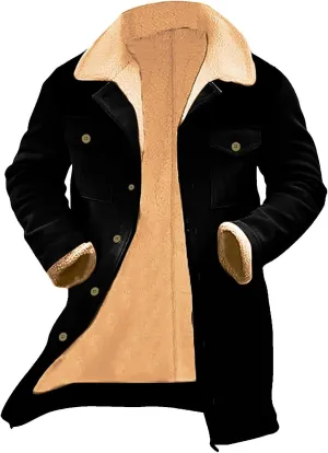 Men's Pea Coat Classic Long Trench Coat Coat Jacket Wool Long Sleeve Warm Coat Turn-down Collar Coat Warm Winter