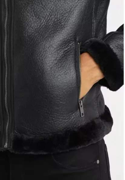 Men's RAF B3 Bomber Flight Pilot Aviator Fur Shearling Sheepskin Brown Leather Jacket