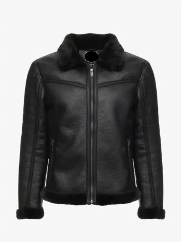 Men's RAF B3 Bomber Flight Pilot Aviator Fur Shearling Sheepskin Brown Leather Jacket