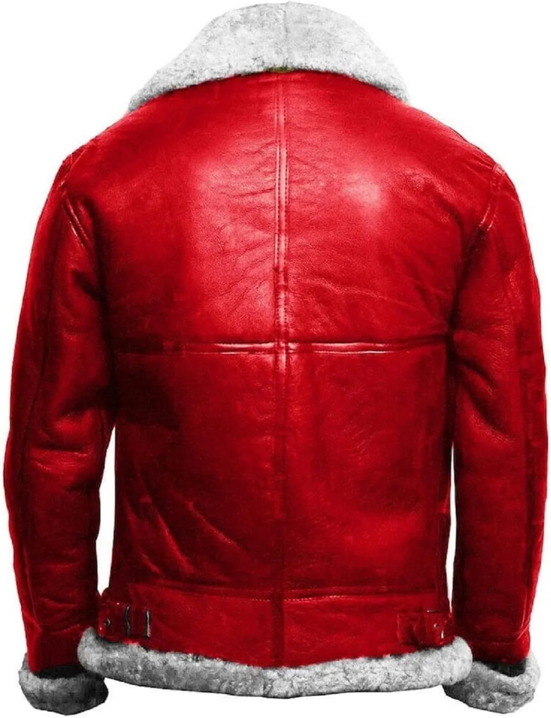 Mens Red jacket A2 Bomber Aviator Christmas Holiday Faux Fur Leather Jacket