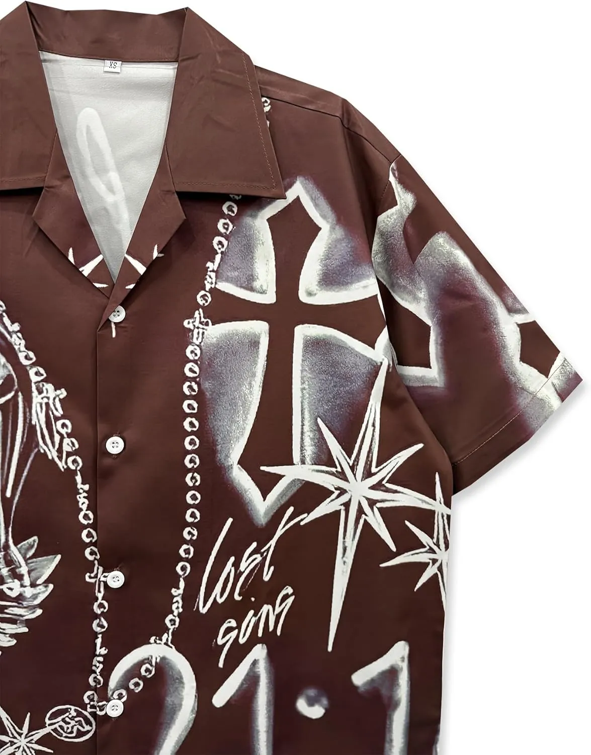 Men's Stylish Button Down Shirt, Religious Art Print, Short Sleeve Summer Hawaiian Style, Streetwear