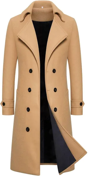 Mens Trench Coat Windbreaker Jacket Lamb Suede Coat Trench Lapel Long Jacket Soft Elegant Windbreaker Men's Trench