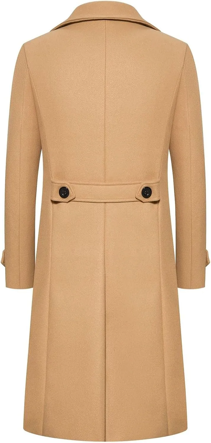 Mens Trench Coat Windbreaker Jacket Lamb Suede Coat Trench Lapel Long Jacket Soft Elegant Windbreaker Men's Trench