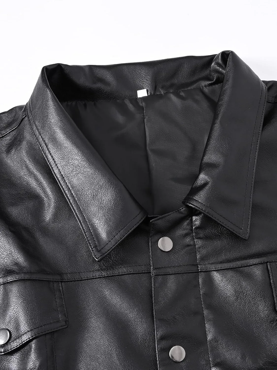 Men's Zipper PU Faux Leather Sleeveless Waistcoat Motorcycle Biker Vest Jacket