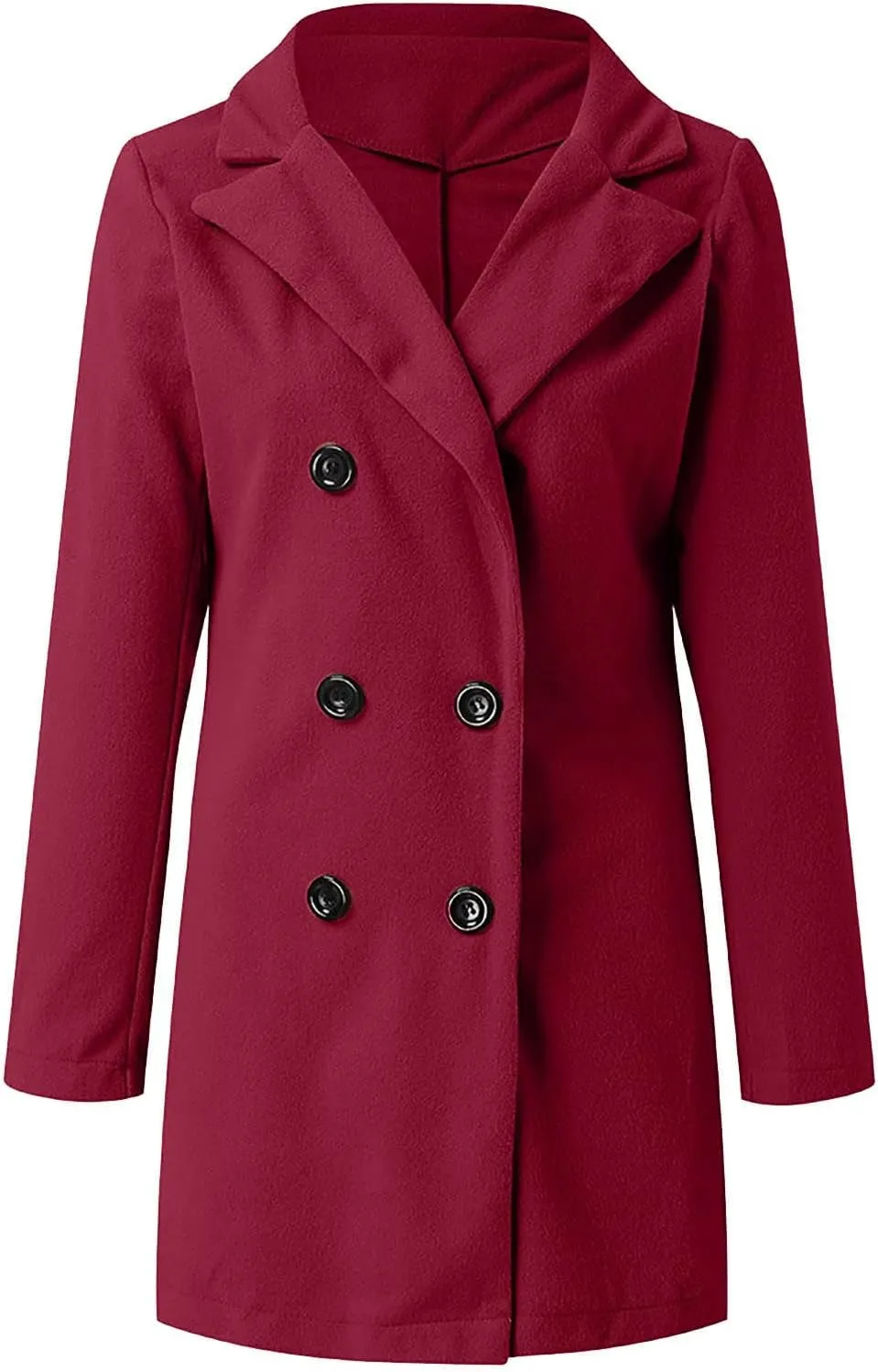 midi Trench Coat for Women Trendy Double Button Classic Lapel Overcoat Winter Casual Oversized Coats with Pockets