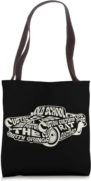 Old School Text Hot Rod Rat Rod Car Guy Retro Custom Cool Tote Bag