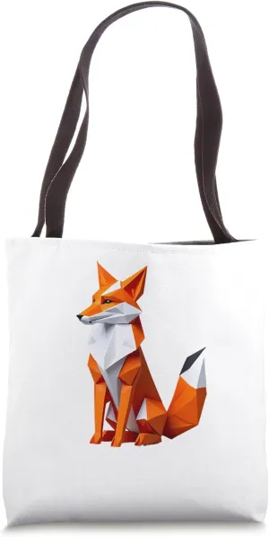 Origami Style Fox  Minimalist Geometric Animal Tote Bag