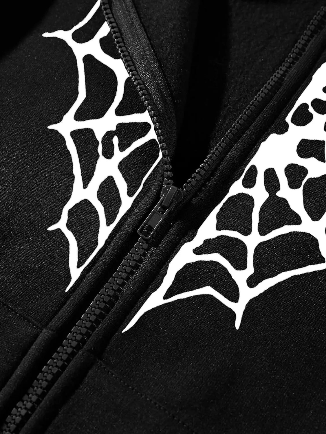 Oversized Y2K Zip Up Hoodie for Women Men Gothic Spider Web Heart Graphic Sweatshirt Punk Harajuku Alt Emo Streetwear