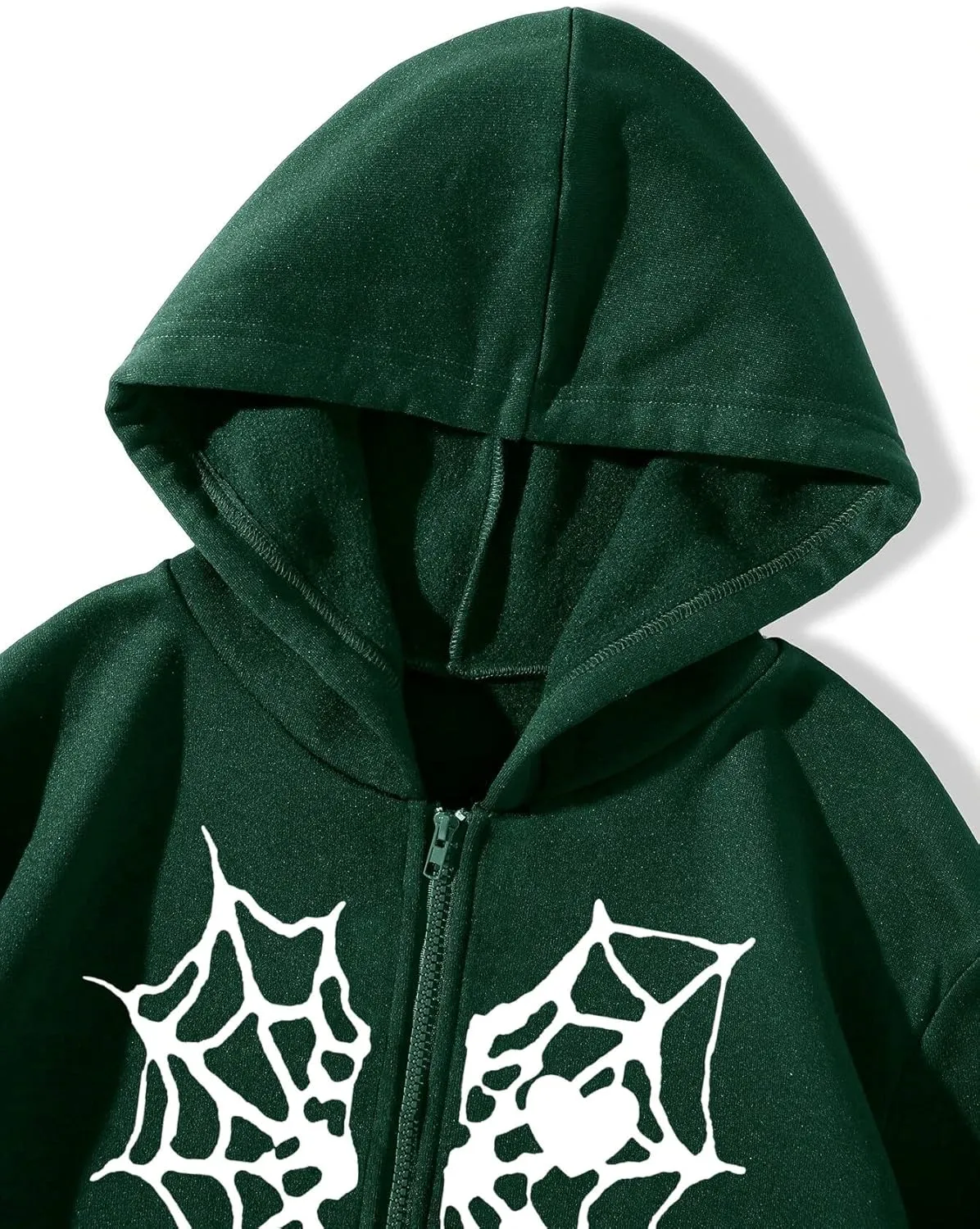 Oversized Y2K Zip Up Hoodie for Women Men Gothic Spider Web Heart Graphic Sweatshirt Punk Harajuku Alt Emo Streetwear