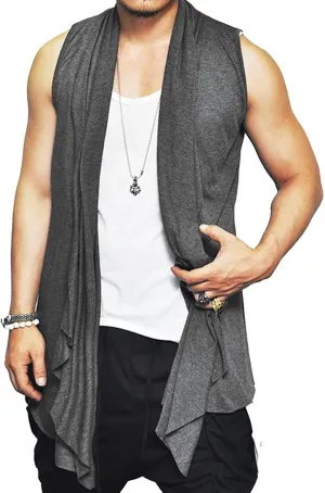 Pacinoble Men's Shawl Casual Cardigan Long Sleeve Drape Cape Lightweight Open Front Long Length Cardigan