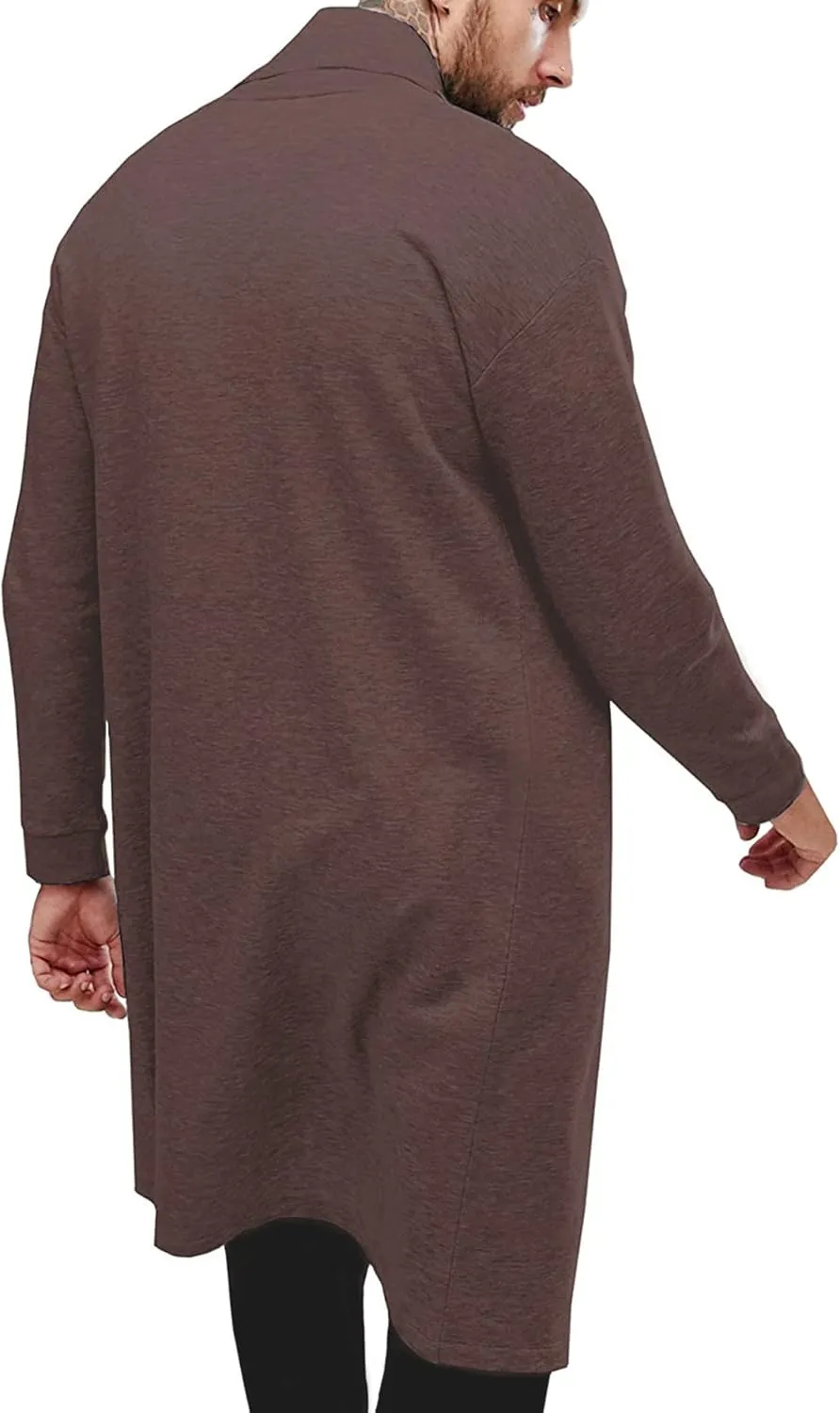 Pacinoble Men's Shawl Casual Cardigan Long Sleeve Drape Cape Lightweight Open Front Long Length Cardigan