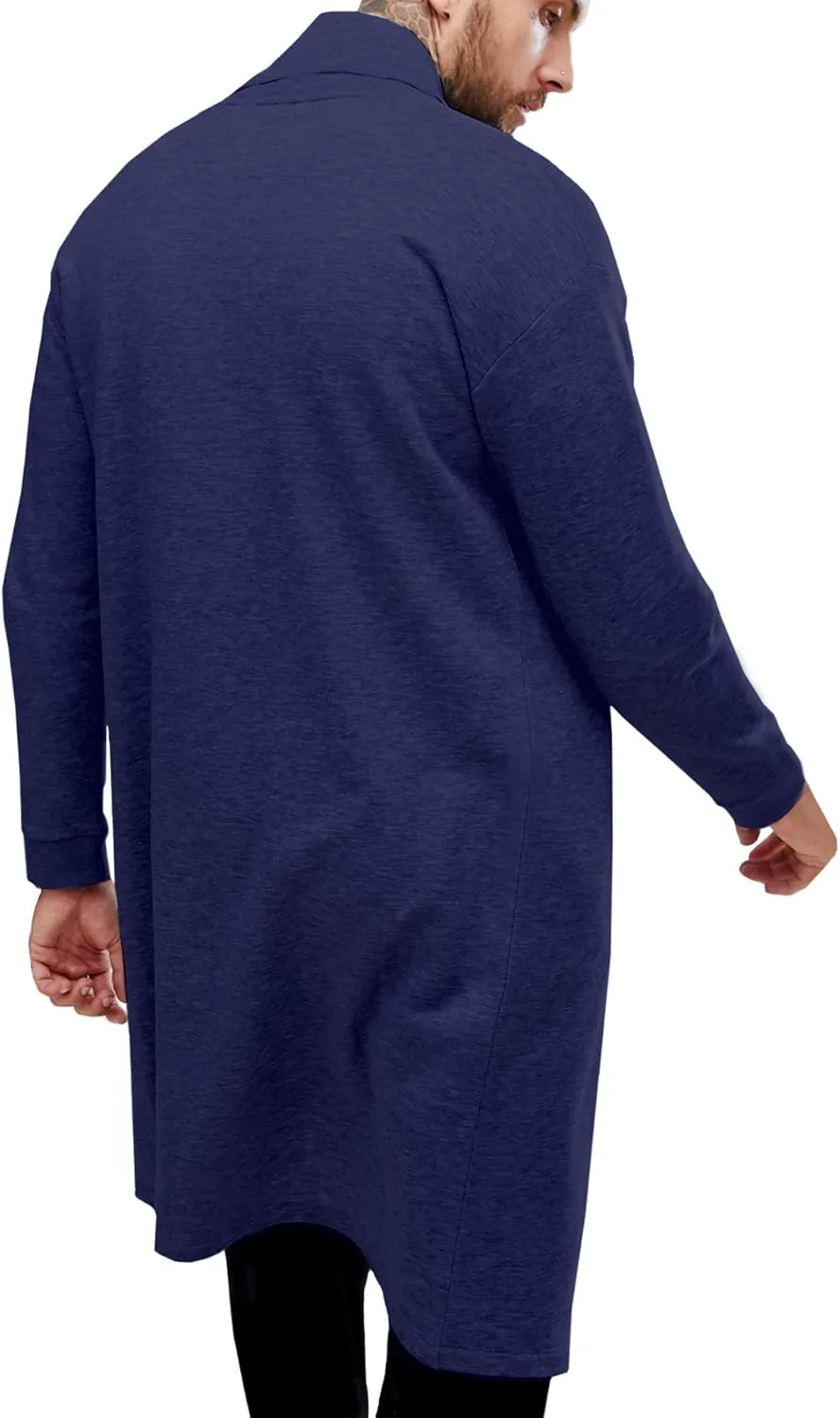 Pacinoble Men's Shawl Casual Cardigan Long Sleeve Drape Cape Lightweight Open Front Long Length Cardigan
