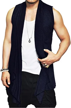 Pacinoble Men's Shawl Casual Cardigan Long Sleeve Drape Cape Lightweight Open Front Long Length Cardigan