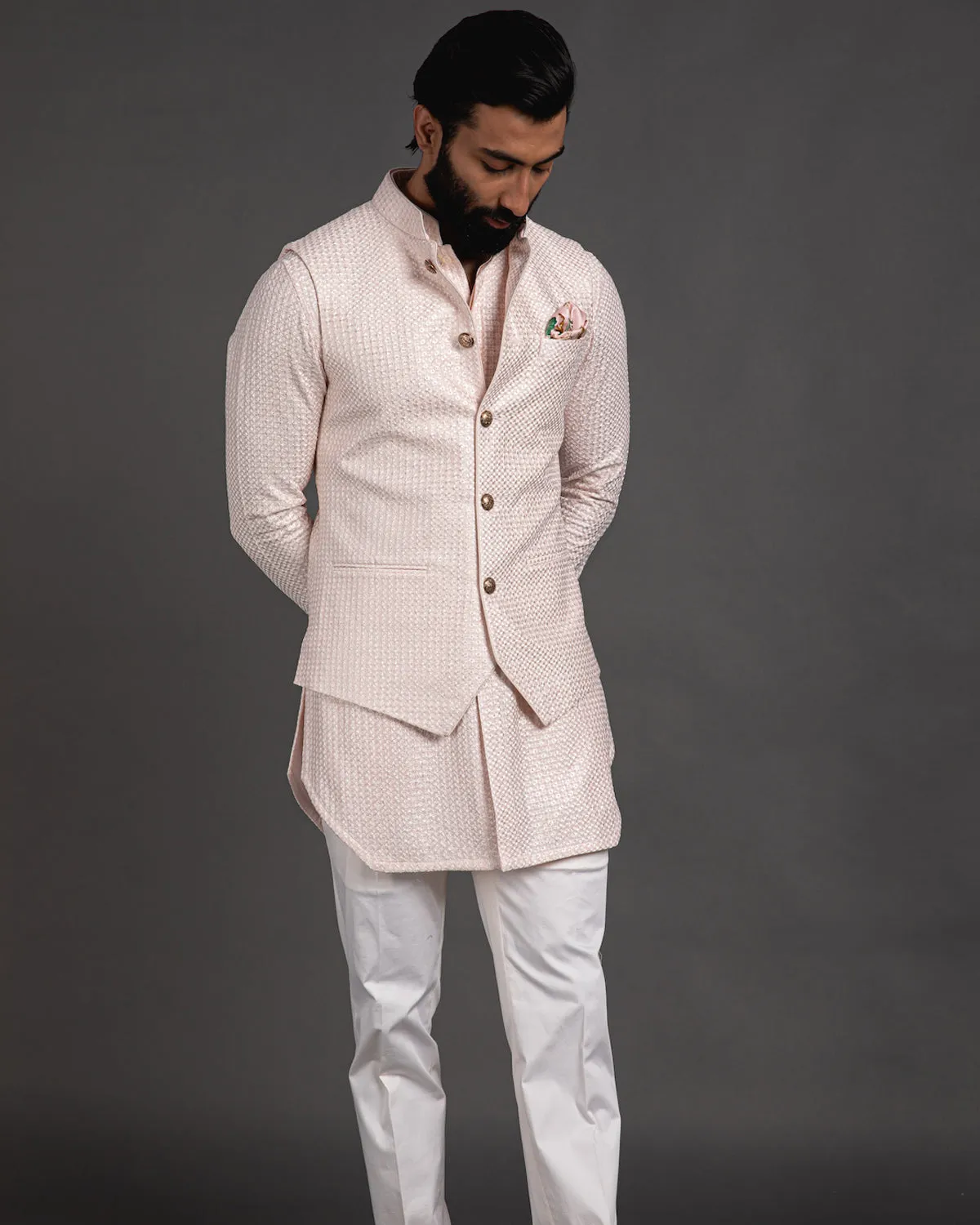 Pink Chanderi Silk Embroidered Kurta Set