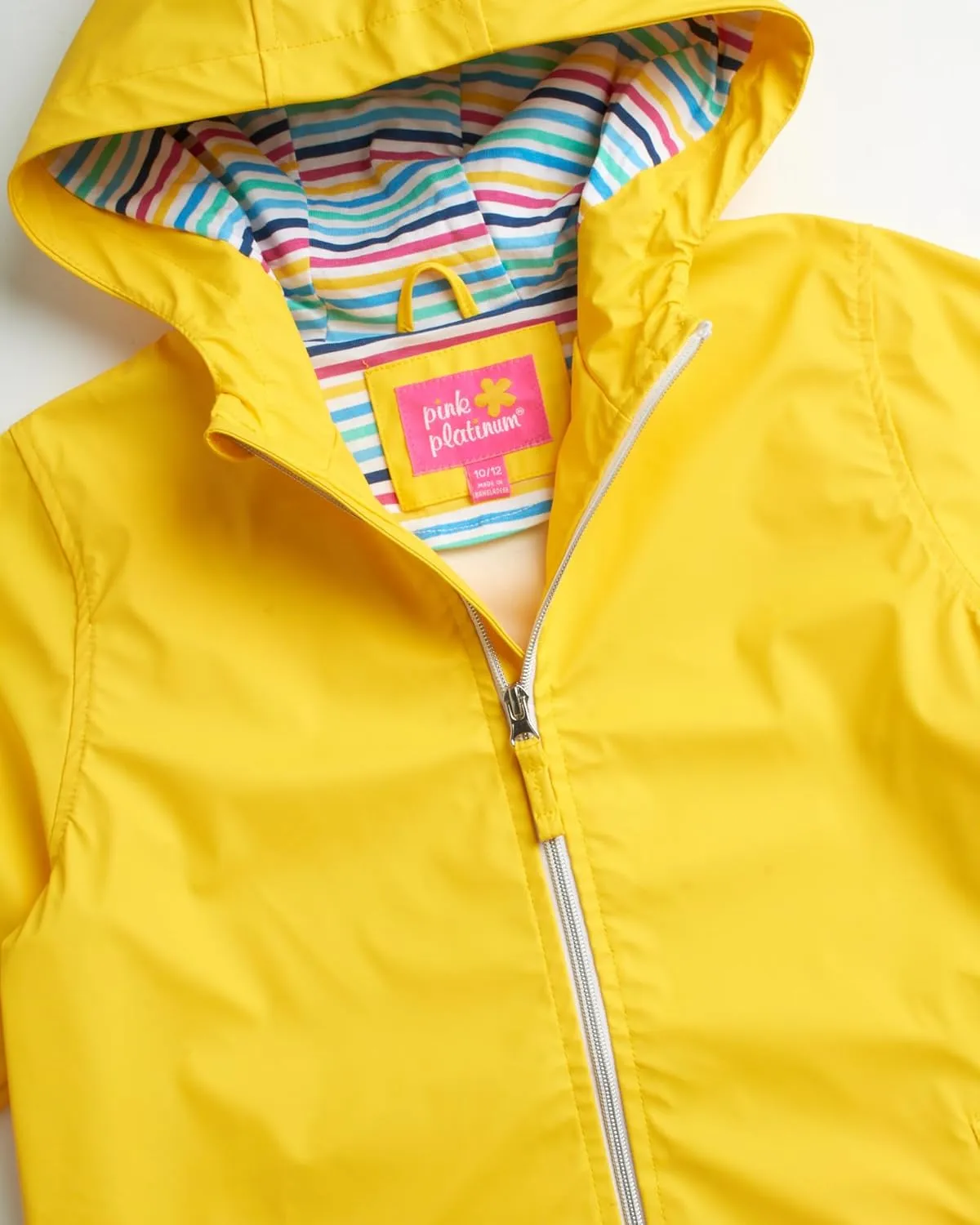 Pink Platinum Girls' Rain Jacket - Wind and Water Resistant Hooded Slicker Jacket - Lightweight Raincoat for Girls (7-16)
