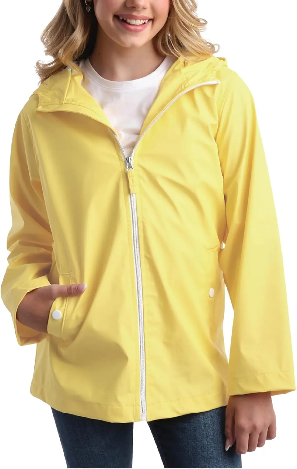 Pink Platinum Girls' Rain Jacket - Wind and Water Resistant Hooded Slicker Jacket - Lightweight Raincoat for Girls (7-16)
