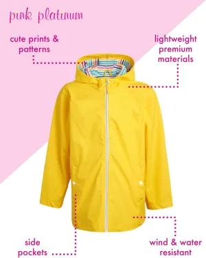 Pink Platinum Girls' Rain Jacket - Wind and Water Resistant Hooded Slicker Jacket - Lightweight Raincoat for Girls (7-16)