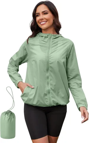 PITINAN Rain Jacket for Women Lightweight Waterproof Windbreaker Jacket Hooded Outdoor Raincoat with Pockets S-XXL