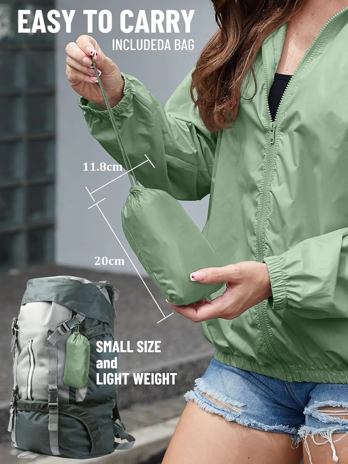 PITINAN Rain Jacket for Women Lightweight Waterproof Windbreaker Jacket Hooded Outdoor Raincoat with Pockets S-XXL