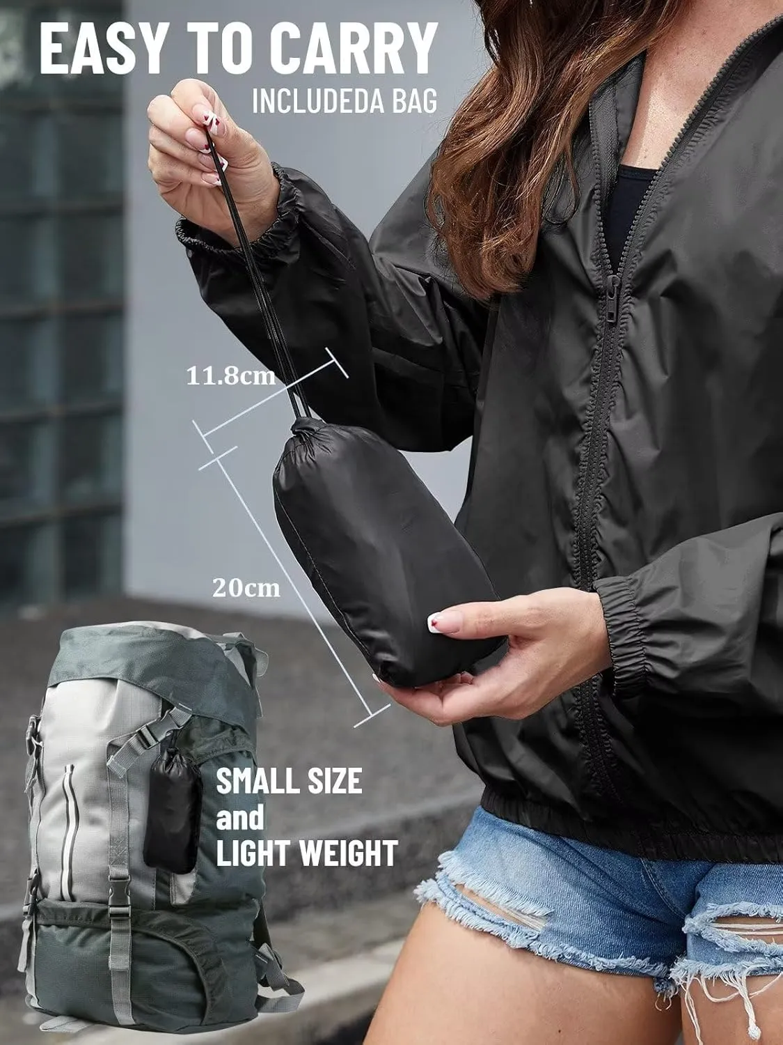 PITINAN Rain Jacket for Women Lightweight Waterproof Windbreaker Jacket Hooded Outdoor Raincoat with Pockets S-XXL
