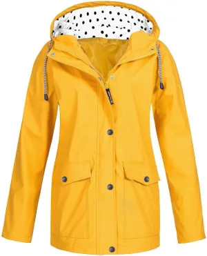 Rain Jacket Womens Waterproof Rain Jacket with Hood Trench Coats Lined Lightweight Outdoors Travel Packable Raincoats