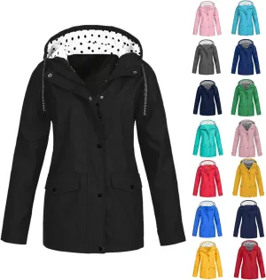Rain Jacket Womens Waterproof Rain Jacket with Hood Trench Coats Lined Lightweight Outdoors Travel Packable Raincoats