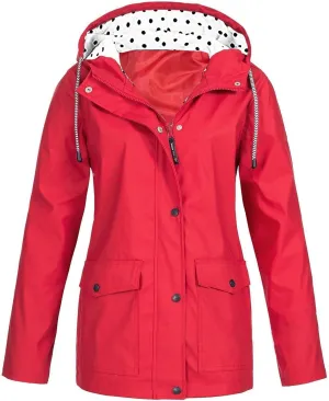 Rain Jacket Womens Waterproof Rain Jacket with Hood Trench Coats Lined Lightweight Outdoors Travel Packable Raincoats