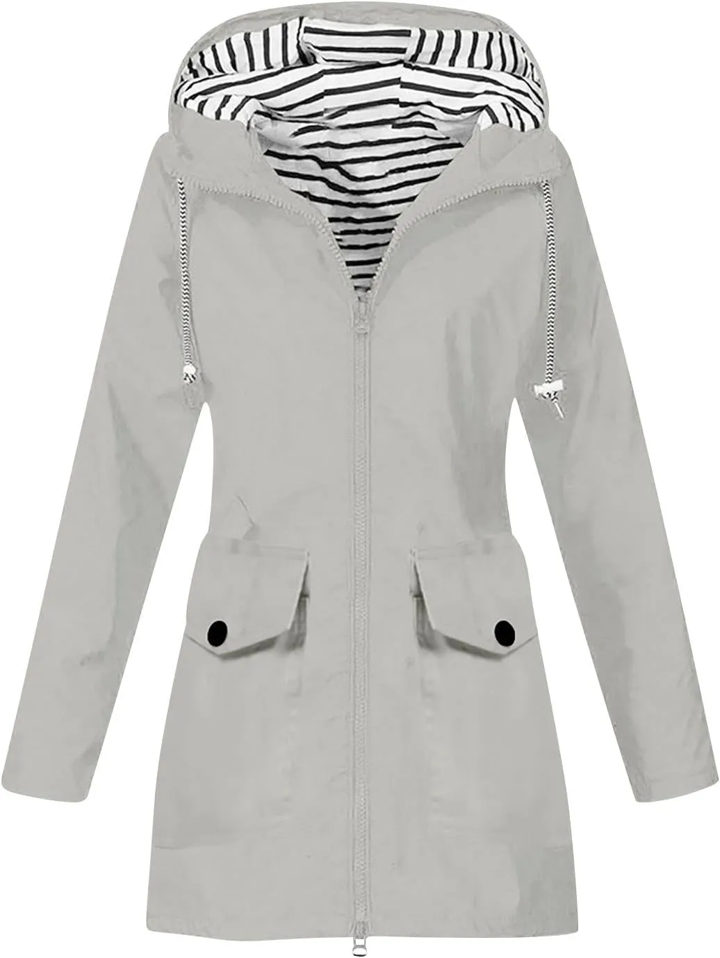 Rain Jackets for Women Waterproof Hooded Anoraks Lightweight Trench Coat Solid WindBreaker Fall Outfits with Pockets