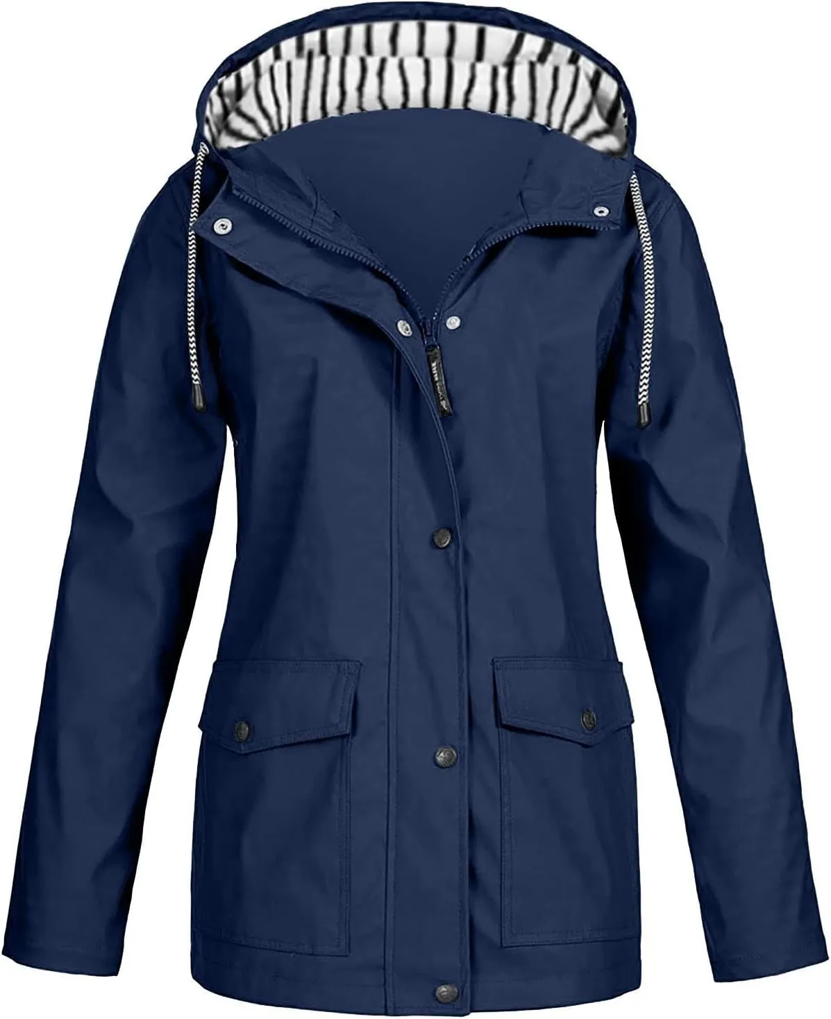Rain Jackets for Women Windproof Waterproof Outdoor Lined Hooded Coats Fall Winter Warm Hiking Raincoat with Pockets