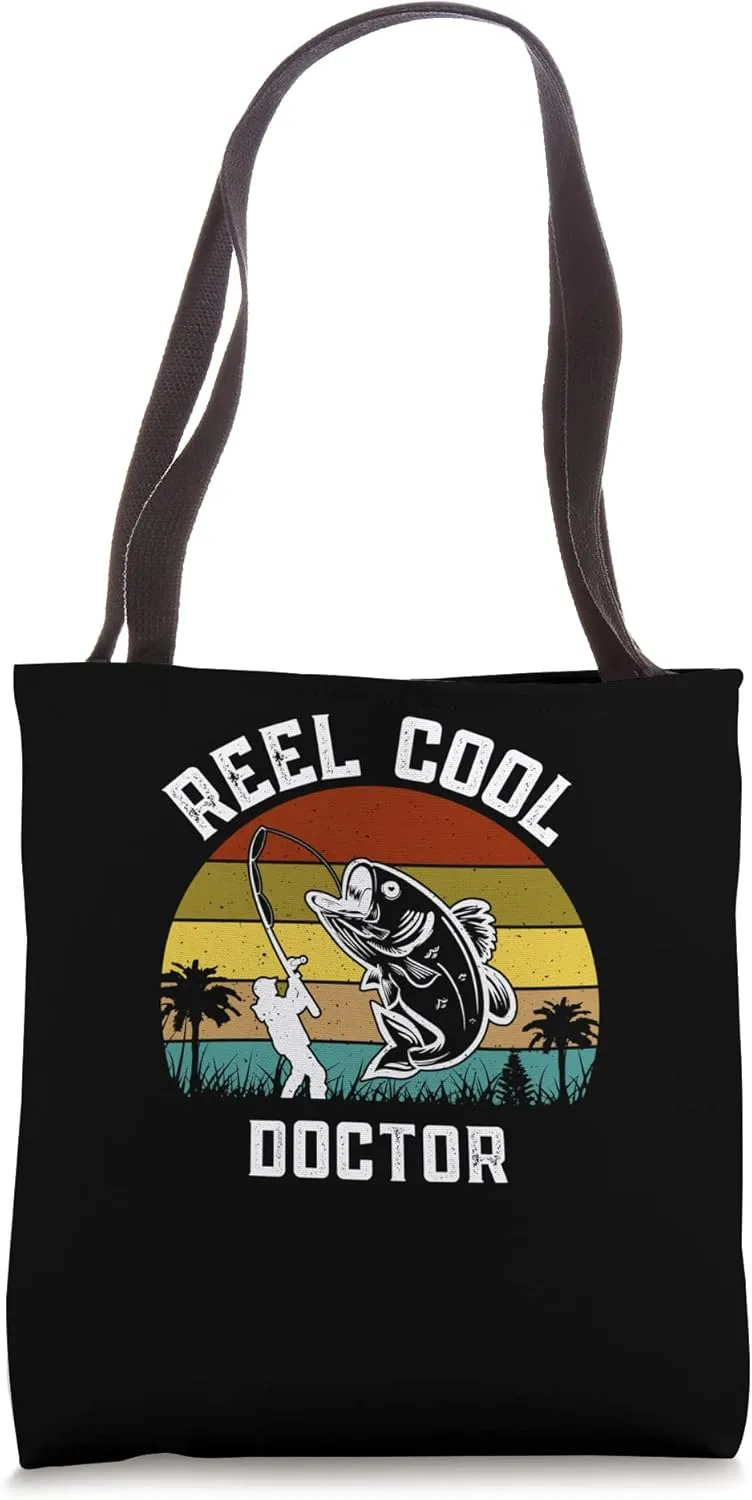 Reel Cool Doctor Fisherman Fishing Vintage Retro Tote Bag